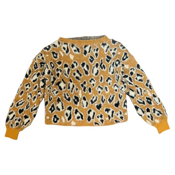River Island Leopard Animal Print Fuzzy Knit Cropped Mock Neck Jumper Sweater - Picture 2 of 9